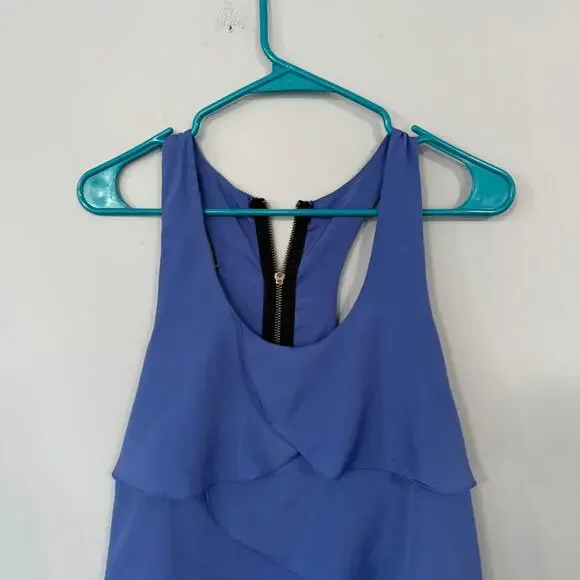 Lush Periwinkle Blue Mini Dress w/ Ruffle Tiers Size Medium - Picture 3 of 7